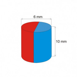 Magnes neodymowy – walec śr.6x10 N 80 °C, VMM6-N40