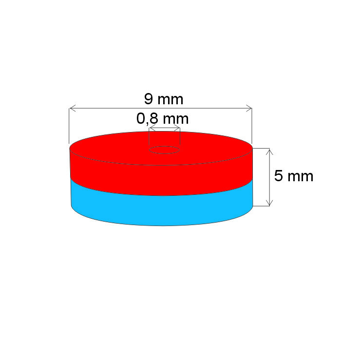 Magnes neodymowy – pierścień śr.9x śr.0,8x5 N 80 °C, VMM10-N50