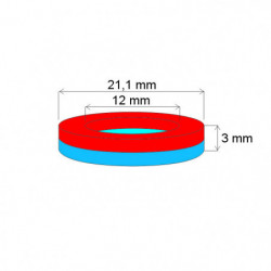 Magnes neodymowy – pierścień śr.21,1x śr.12x3 N 180 °C, VMM4UH-N33UH