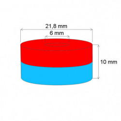 Magnes neodymowy – pierścień śr.21,8x śr.6x10 N 120 °C, VMM4H-N35H