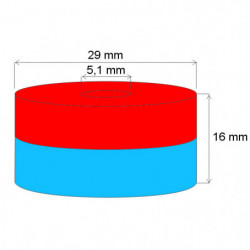 Magnes neodymowy – pierścień śr.29x śr.5,1x16 N 120 °C, VMM4H-N35H
