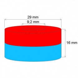 Magnes neodymowy – pierścień śr.29x śr.9,2x16 N 80 °C, VMM10-N50