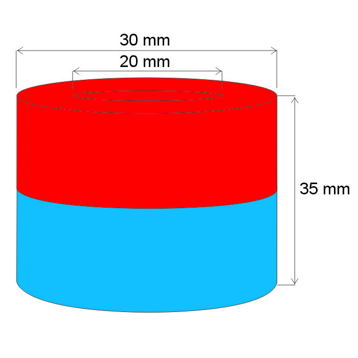 Magnes neodymowy – pierścień śr.30x śr.20x35 P 180 °C, VMM5UH-N35UH