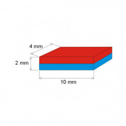 Magnes neodymowy – prostopadłościan 10x4x2 Au 80 °C, VMM10-N50