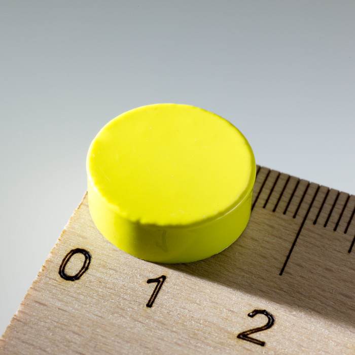 Silny okrągły kolorowy magnes śr.15x5 – żółty