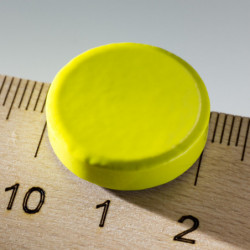 Silny okrągły kolorowy magnes śr.20x5 – żółty