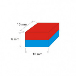 Magnes neodymowy – prostopadłościan 10x10x6 N 80 °C, VMM4-N35