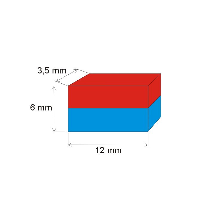 Magnes neodymowy – prostopadłościan 12x3,5x6 N 80 °C, VMM4-N35