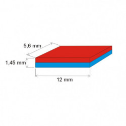 Magnes neodymowy – prostopadłościan 12x5,6x1,45 P 180 °C, VMM5UH-N35UH