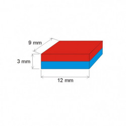 Magnes neodymowy – prostopadłościan 12x9x3 P 180 °C, VMM5UH-N35UH