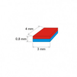Magnes neodymowy – prostopadłościan 3x4x0,8 N 150 °C, VMM8SH-N45SH