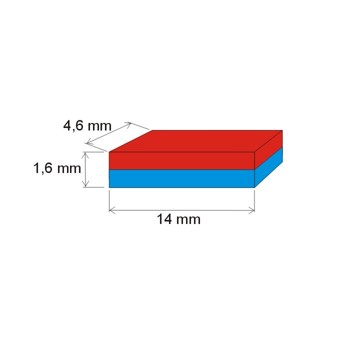 Magnes neodymowy – prostopadłościan 14x4,6x1,6 P 180 °C, VMM5UH-N35UH