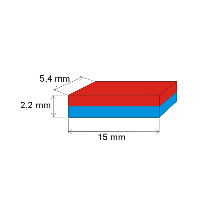 Magnes neodymowy – prostopadłościan 15x5,4x2,2 P 180 °C, VMM7UH-N42H