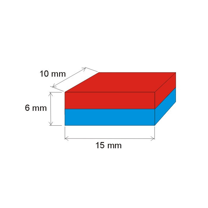 Magnes neodymowy – prostopadłościan 15x10x6 N 150 °C, VMM7SH-N42SH