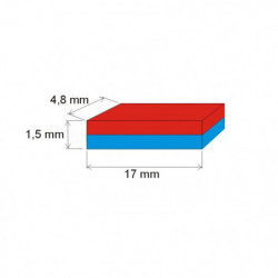 Magnes neodymowy – prostopadłościan 17x4,8x1,5 P 180 °C, VMM5UH-N35UH