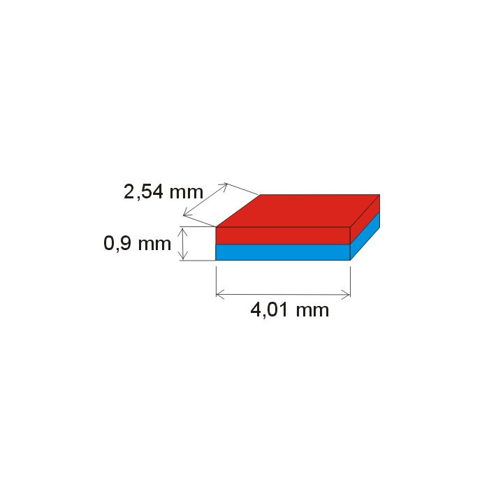 Magnes neodymowy – prostopadłościan 4,01x2,54x0,9 P 150 °C, VMM6SH-N40SH