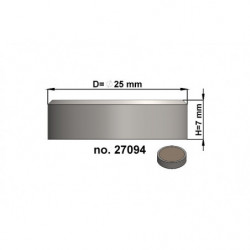 Soczewka magnetyczna płaska śr.25 x wysokość 7 mm – bez gwintu