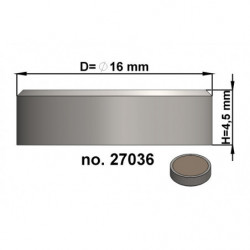 Soczewka magnetyczna płaska śr.16 x wysokość 4,5 mm – bez gwintu