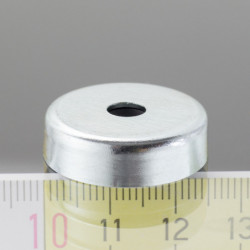 Soczewka magnetyczna śr.25 wysokość 7 mm z otworem na śruby z łbem stożkowym o śr. 5,5 – 17 g, 36 N