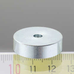 Soczewka magnetyczna śr.25 wysokość 7 mm z otworem na śruby z łbem stożkowym o śr. 4,5