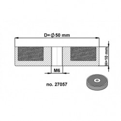 Soczewka magnetyczna śr.50 x wysokość 10 mm z gwintem wewnętrznym M6-6H