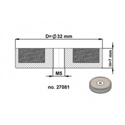 Soczewka magnetyczna śr.32 x wysokość 7 mm z gwintem wewnętrznym M5-6H