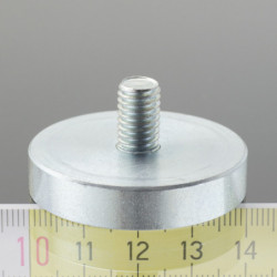 Soczewka magnetyczna śr.40 x wysokość 8 mm z gwintem zewnętrznym M8, długość gwintu 12 mm