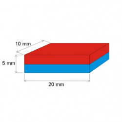 Magnes neodymowy – prostopadłościan 20x10x5 N 80 °C, VMM7-N42