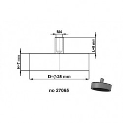 Soczewka magnetyczna śr.25 x wysokość 7 mm z gwintem wewnętrznym M4, długość gwintu 8 mm