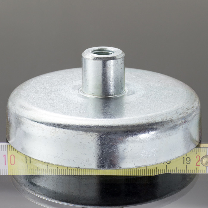 Soczewka magnetyczna śr.100 x wysokość 22 mm z gwintem wewnętrznym M12, długość gwintu 21 mm