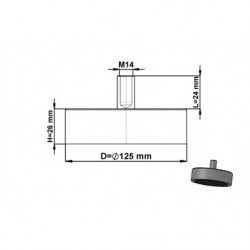 Soczewka magnetyczna śr.125 x wysokość 26 mm z gwintem wewnętrznym M14, długość gwintu 24 mm