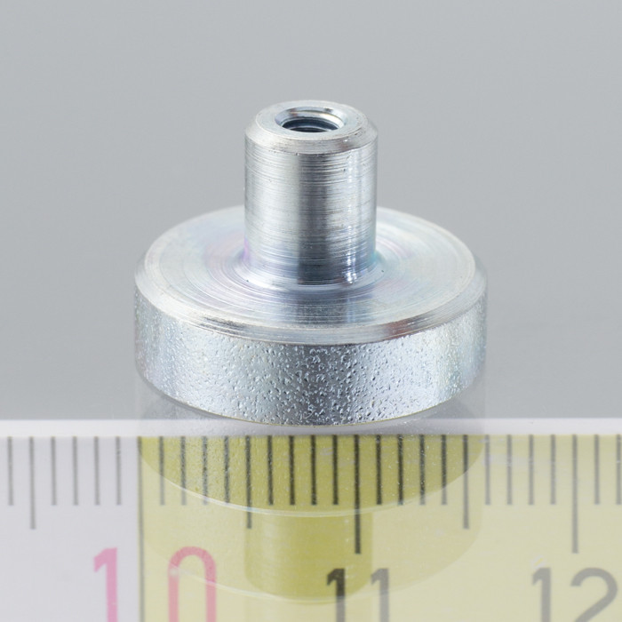 Soczewka magnetyczna śr.16 x wysokość 4,5 mm z gwintem wewnętrznym M4, długość gwintu 7 mm,  SmCo magnes