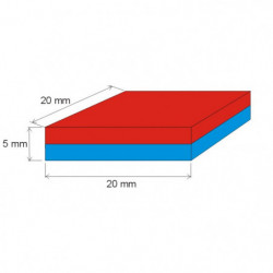 Magnes neodymowy – prostopadłościan 20x20x5 N 80 °C, VMM7-N42