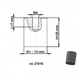 Soczewka magnetyczna - walec śr.13 x wysokość 20 mm z gwintem wewnętrznym M4, długość gwintu 7 mm
