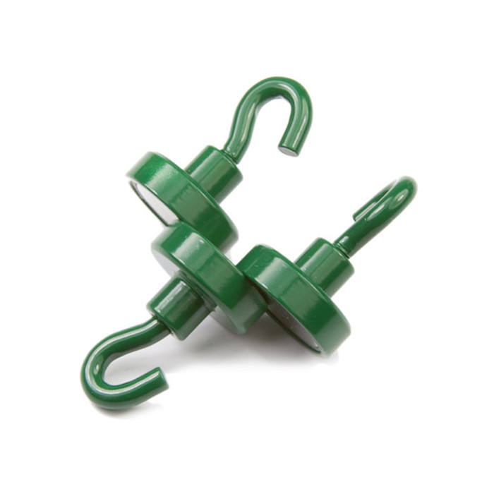Soczewka magnetyczna z hakiem (haczyk magnetyczny) śr. 20 N zieloną