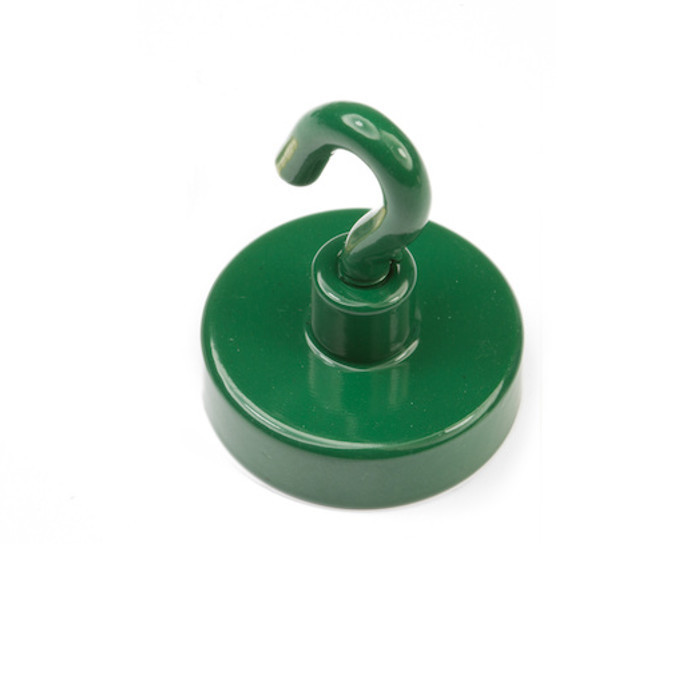 Soczewka magnetyczna z hakiem (haczyk magnetyczny) śr. 25 N zieloną