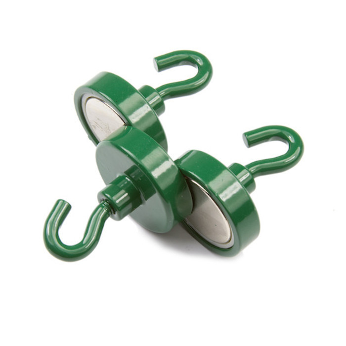 Soczewka magnetyczna z hakiem (haczyk magnetyczny) śr. 25 N zieloną