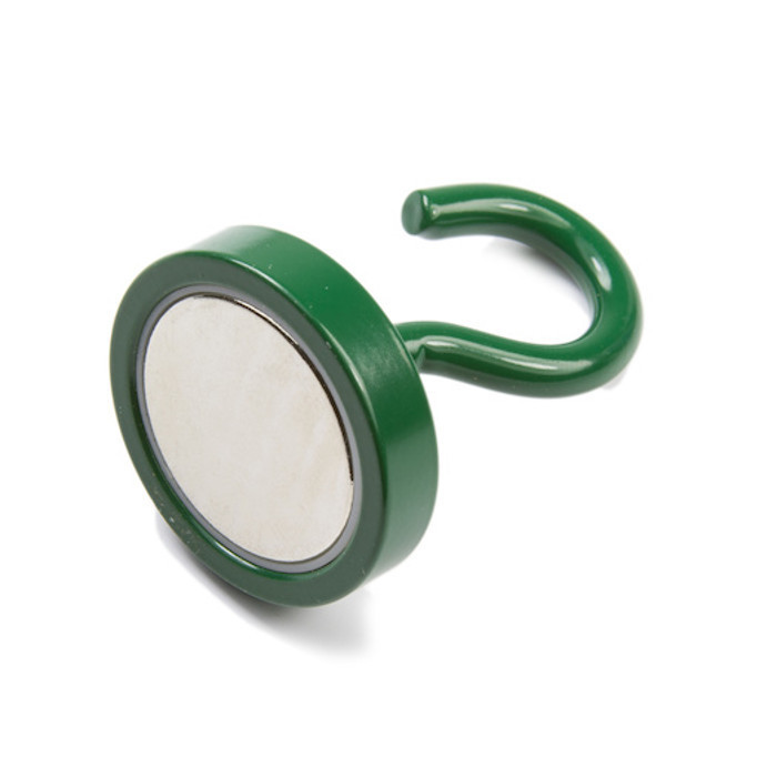 Soczewka magnetyczna z hakiem (haczyk magnetyczny) śr. 32 N zieloną