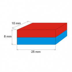 Magnes neodymowy – prostopadłościan 25x10x8 N 80 °C, VMM4-N35