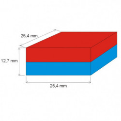 Magnes neodymowy – prostopadłościan 25,4x25,4x12,7 N 80 °C, VMM6-N40