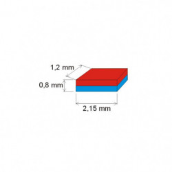 Magnes neodymowy – prostopadłościan 2,15x1,2x0,8 N 150 °C, VMM8SH-N45SH