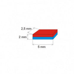 Magnes neodymowy – prostopadłościan 5x2,5x2 N 120 °C, VMM65H-N44H