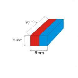 Magnes neodymowy – prostopadłościan 3x5x20 N 80 °C, VMM10-N50