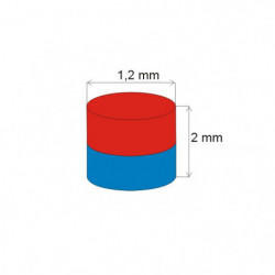 Magnes neodymowy – walec śr.1,2x2 N 180 °C, VMM5UH-N35UH