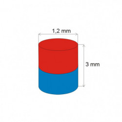 Magnes neodymowy – walec śr.1,2x3 N 80 °C, VMM5-N38