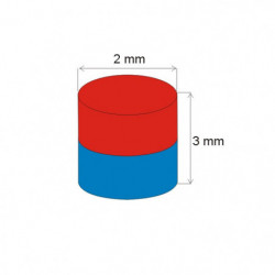 Magnes neodymowy – walec śr.2x3 N 180 °C, VMM5UH-N35UH
