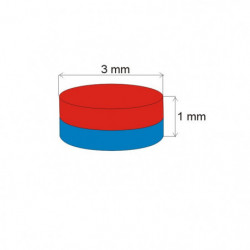 Magnes neodymowy – walec śr.3x1 N 80 °C, VMM9-N48
