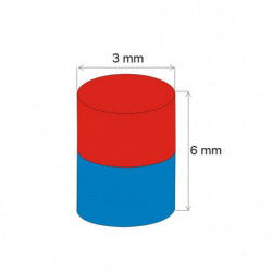 Magnes neodymowy – walec śr.3x6 N 80 °C, VMM4-N30