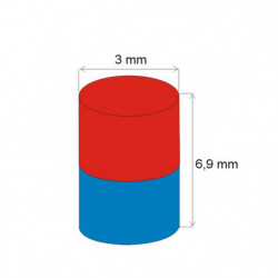 Magnes neodymowy – walec śr.3x6,9 N 80 °C, VMM4-N35