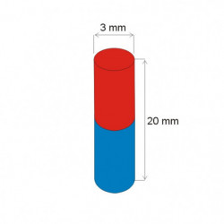 Magnes neodymowy – walec śr.3x20 N 80 °C, VMM5-N38